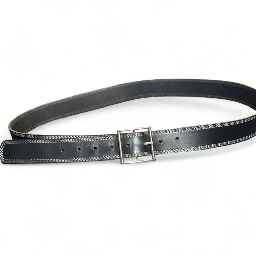 Wrangler Men’s Black Genuine Leather Belt Size 42 | 48” Length | 1.5” Width | Si